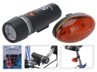 světlo na kolo přední 5LED BÍ + zadní 5LED ČRV sada 2díl.