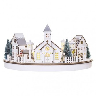 LED vánoční vesnička, kruh, 2x 2x AA, vnitřní, teplá bílá, časovač