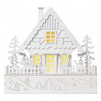 LED vánoční domek dřevěný, 28 cm, 2x AA, vnitřní, teplá bílá, časovač LED vánoční domek dřevěný, 28 cm, 2x AA, vnitřní, teplá bílá, časovač