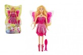 Panenka víla s křídly plast s doplňky 30cm růžová na baterie se světlem v blistru 20x32x7cm