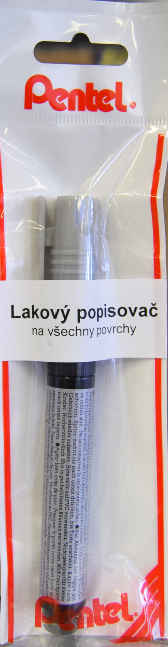 Popisovač "MMP20", stříbrná, 2 mm, kuželový hrot, PENTEL MMP20-ZO