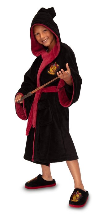 Dětský fleece župan Harry Potter: Čaroděj z Nebelvíru - Gryffindor (7-9 let) černá