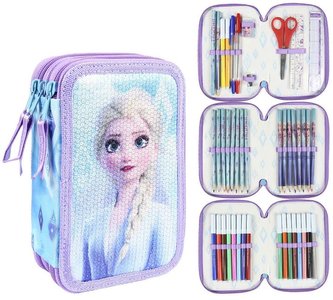 Školní trojdílné pouzdro Frozen II|Ledové království 2: 42 položek (13 x 20 x 7 cm)