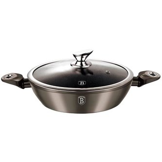 Pekáč Berlingerhaus BH-1240 Carbon Metallic Line kulatý s mramorovým povrchem a poklicí  24 cm