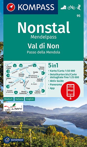 KOMPASS Wanderkarte Nonstal, Mendelpass, Val di Non, Passo della Mendola  1:50 000  LZ bis 2026