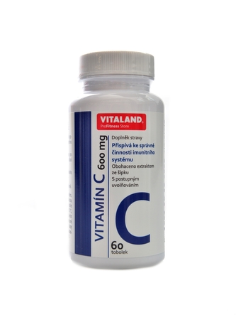 Vitaland - Vitamín C 600 mg 60 kapslí