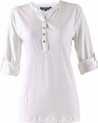 MARINE - dámské triko s 3/4 ruk. a knoflíčky - bílošedé - 40