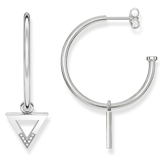 Náušnice kruhové \"Trojúhleník\" Thomas Sabo, D_CR0001-725-14, Sterling Silver, 925 Sterling silver, white diamond