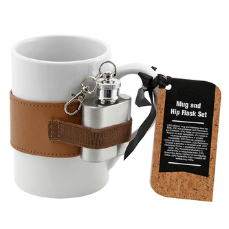 Dárková sada, Bílý keramický hrnek 250 ml s mini placatkou 20 ml