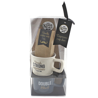 Dárková sada, Vanilková káva 19 g, 2x keramický hrnek 50 ml