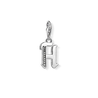 Přívěsek \"Písmeno H\" Thomas Sabo, 1588-643-21, Charm Club, 925 Sterling silver, blackened, zirconia white