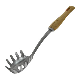 Kuchyňské potřeby de Buyer, 2701.09, naběračka na špagety B BOIS, nerez a bukové dřevo, robustní