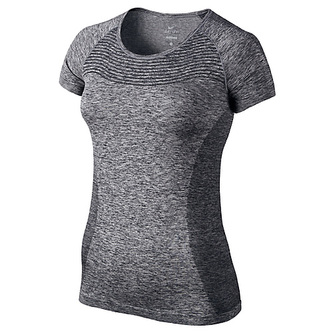 DRI-FIT KNIT SHORT SLEEVE, 10 | RUNNING | WOMENS | SHORT SLEEVE TOP | BLACK/HTR/REFLECTIVE SILV | M