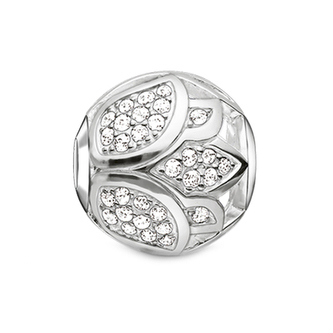 Korálek \"Dlážděný lotosový květ\" Thomas Sabo, K0204-051-14, Karma Beads, 925 Sterling silver, zirconia white