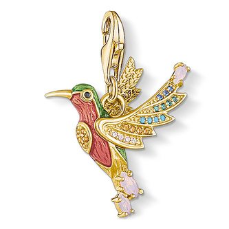 Přívěsek \"Kolibřík\" Thomas Sabo, 1828-974-7, Charm Club, 925 Sterling silver, 18k yellow gold plating, cold enamel, glass-ceramic stone, zirconia | multicoloured