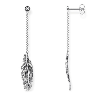 Náušnice \"Pírko\" Thomas Sabo, H2109-637-21, Sterling Silver, 925 Sterling silver, blackened