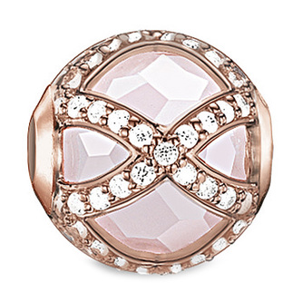 Korálek \"Maharani růžový\" Thomas Sabo, K0136-417-9, Karma Beads, 925 Sterling silver, 18k rose gold plating, rose quartz, zirconia white