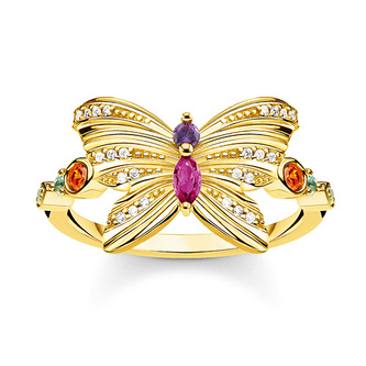 Prsten \"Motýl\" Thomas Sabo, TR2285-488-7-52, Sterling Silver, 925 Sterling silver, 18k yellow gold plating, synthetic corundum, glass-ceramic stone, zirconia Prsten \"Motýl\" Thomas Sabo, TR2285-488-7-52, Sterling Silver, 925 Sterling silver, 18k yellow gold plating, synthetic corundum, glass-ceramic stone, zirconia