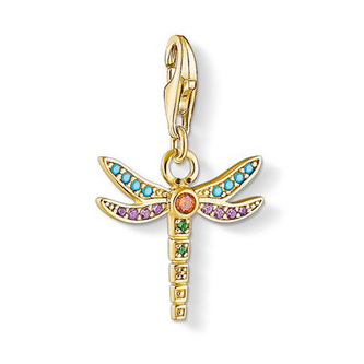 Přívěsek \"Vážka\" Thomas Sabo, 1758-974-7, Charm Club, 925 Sterling silver, 18k yellow gold plating, cold enamel, glass-ceramic stone, zirconia