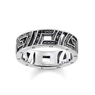 Prsten \"Asijské ornamenty\" Thomas Sabo, TR2166-643-11-54, Sterling Silver, 925 Sterling silver, blackened, zirconia black