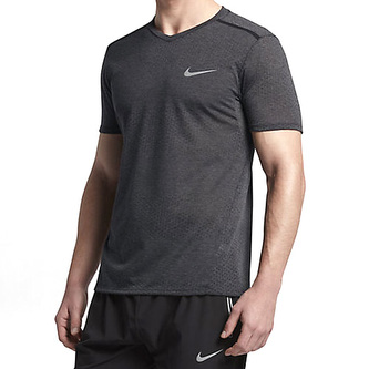 M NK BRTHE TOP SS TAILWIND CLV, 10 | RUNNING | MENS | SHORT SLEEVE TOP | BLACK/HTR/BLACK | S