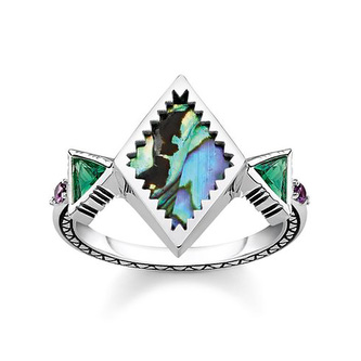 Prsten \"Cik cak perleťový\" Thomas Sabo, TR2232-991-7-54, Sterling Silver, 925 Sterling silver, blackened, abalone mother-of-pearl, glass-ceramic stone Prsten \"Cik cak perleťový\" Thomas Sabo, TR2232-991-7-54, Sterling Silver, 925 Sterling silver, blackened, abalone mother-of-pearl, glass-ceramic stone