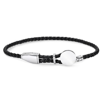 Kožený náramek \"Disk\" Thomas Sabo, A1863-682-11-L25v, Sterling Silver, 925 Sterling silver, blackened, leather