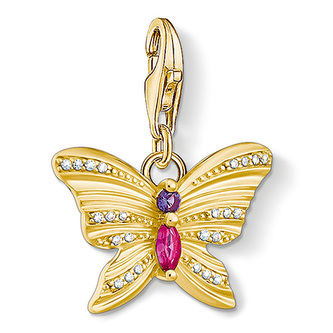 Přívěsek \"Motýl\" Thomas Sabo, 1830-995-7, Charm Club, 925 Sterling silver, 18k yellow gold plating, synthetic corundum, zirconia | multicoloured Přívěsek \"Motýl\" Thomas Sabo, 1830-995-7, Charm Club, 925 Sterling silver, 18k yellow gold plating, synthetic corundum, zirconia | multicoloured