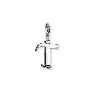 Přívěsek \"Písmeno T\" Thomas Sabo, 1600-643-21, Charm Club, 925 Sterling silver, blackened, zirconia white