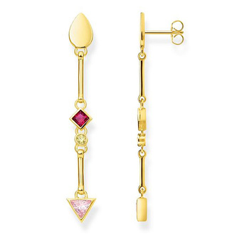 Náušnice \"Barevné kameny\" Thomas Sabo, H2039-995-7, Sterling Silver, 925 Sterling silver, 18k yellow gold plating, synthetic corundum red, zirconia yellow/pink