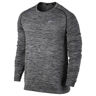 M NK DF KNIT TOP LS, 10 | RUNNING | MENS | LONG SLEEVE TOP | BLACK/HTR | XL