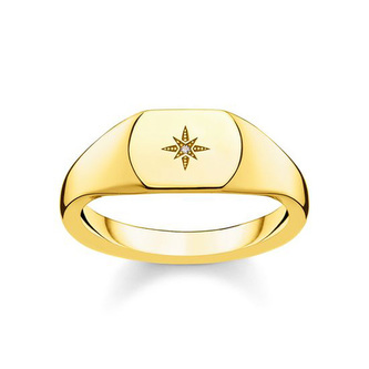 Prsten \"Vintage hvězda\" Thomas Sabo, D_TR0038-924-14-54, Sterling Silver, 925 Sterling silver, 18k yellow gold plating, white diamond