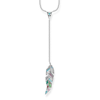 Náhrdelník \"Pírko\" Thomas Sabo, KE1748-340-7-L45v, Sterling Silver, 925 Sterling silver, blackened, cold enamel, synthetic corundum, glass-ceramic stone, zirconia Náhrdelník \"Pírko\" Thomas Sabo, KE1748-340-7-L45v, Sterling Silver, 925 Sterling silver, blackened, cold enamel, synthetic corundum, glass-ceramic stone, zirconia