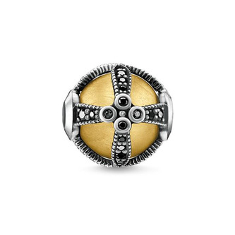 Korálek \"Královské zlato\" Thomas Sabo, K0306-849-11, Karma Beads, 925 Sterling silver, 18k yellow gold plating, blackened, zirconia black