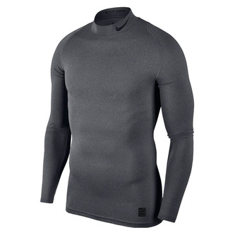 M NP TOP LS COMP MOCK, 10 | MEN TRAINING | MENS | LONG SLEEVE TOP | CARBON HEATHER/BLACK/BLACK | XL