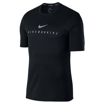 M NK FLSH MLR TOP SS SNL GX, 10 | RUNNING | MENS | SHORT SLEEVE TOP | BLACK | XL