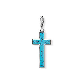 Přívěsek \"Tyrkysový kříž\" Thomas Sabo, Y0021-404-17, Charm Club, 925 Sterling silver, simulated turquoise Přívěsek \"Tyrkysový kříž\" Thomas Sabo, Y0021-404-17, Charm Club, 925 Sterling silver, simulated turquoise
