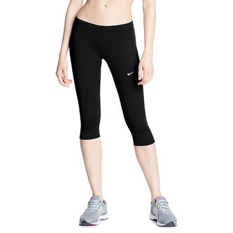 TECH CAPRI, 10 | RUNNING | WOMENS | 3/4 LENGTH TIGHT | BLACK/REFLECTIVE SILV | XS
