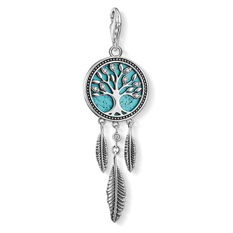 Přívěsek \"Lapač snů strom lásky\" Thomas Sabo, 1844-646-17, Charm Club, 925 Sterling silver, blackened, simulated turquoise, zirconia white