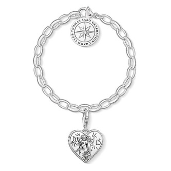 Set náramku a přívěsku Thomas Sabo, SET0554-643-14-L19,5v, Charm Club, 925 Sterling silver, blackened, zirconia white