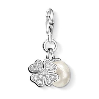 Přívěsek \"Čtyřlístek s perlou\" Thomas Sabo, 0831-167-14, Charm Club, 925 Sterling silver, freshwater pearl/zirconia white