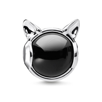 Korálek \"Kočičí uši\" Thomas Sabo, K0328-024-11, Karma Beads, 925 Sterling silver, onyx