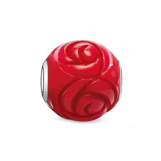 Korálek \"Červená růže\" Thomas Sabo, K0038-590-10, Karma Beads, 925 Sterling silver, treated red bamboo coral