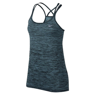 W NK DF KNIT TANK, 10 | RUNNING | WOMENS | TANK TOP/SINGLET | VIVID SKY/BLACK | L