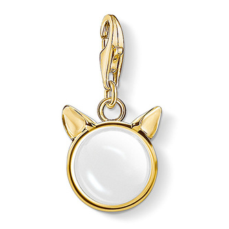 Přívěsek \"Kočičí uši\" Thomas Sabo, 1841-413-14, Charm Club, 925 Sterling silver, 18k yellow gold plating, milky quartz