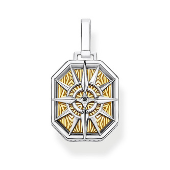Přívěsek \"Kompas\" Thomas Sabo, PE867-849-7, Sterling Silver, 925 Sterling silver, 18k yellow gold plating, blackened, zirconia black