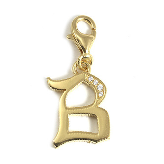 Přívěsek \"Písmeno B\" Thomas Sabo, 1608-414-39, Charm Club, 925 Sterling silver, 18k yellow gold plating, zirconia white