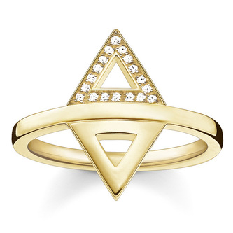 Prsten \"Trojúhelník\" Thomas Sabo, D_TR0019-924-14-56, Sterling Silver, 925 Sterling silver, 18k yellow gold plating, white diamond