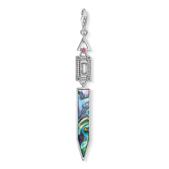 Přívěsek \"Perleť\" Thomas Sabo, Y0047-964-7, Charm Club, 925 Sterling silver, blackened, abalone mother-of-pearl, synthetic corundum, glass-ceramic stone, zirconia