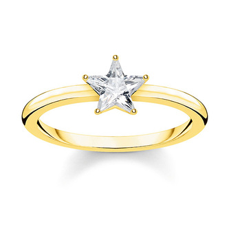 Prsten \"Hvězda\" Thomas Sabo, TR2270-414-14-52, Sterling Silver, 925 Sterling silver, 18k yellow gold plating, zirconia white